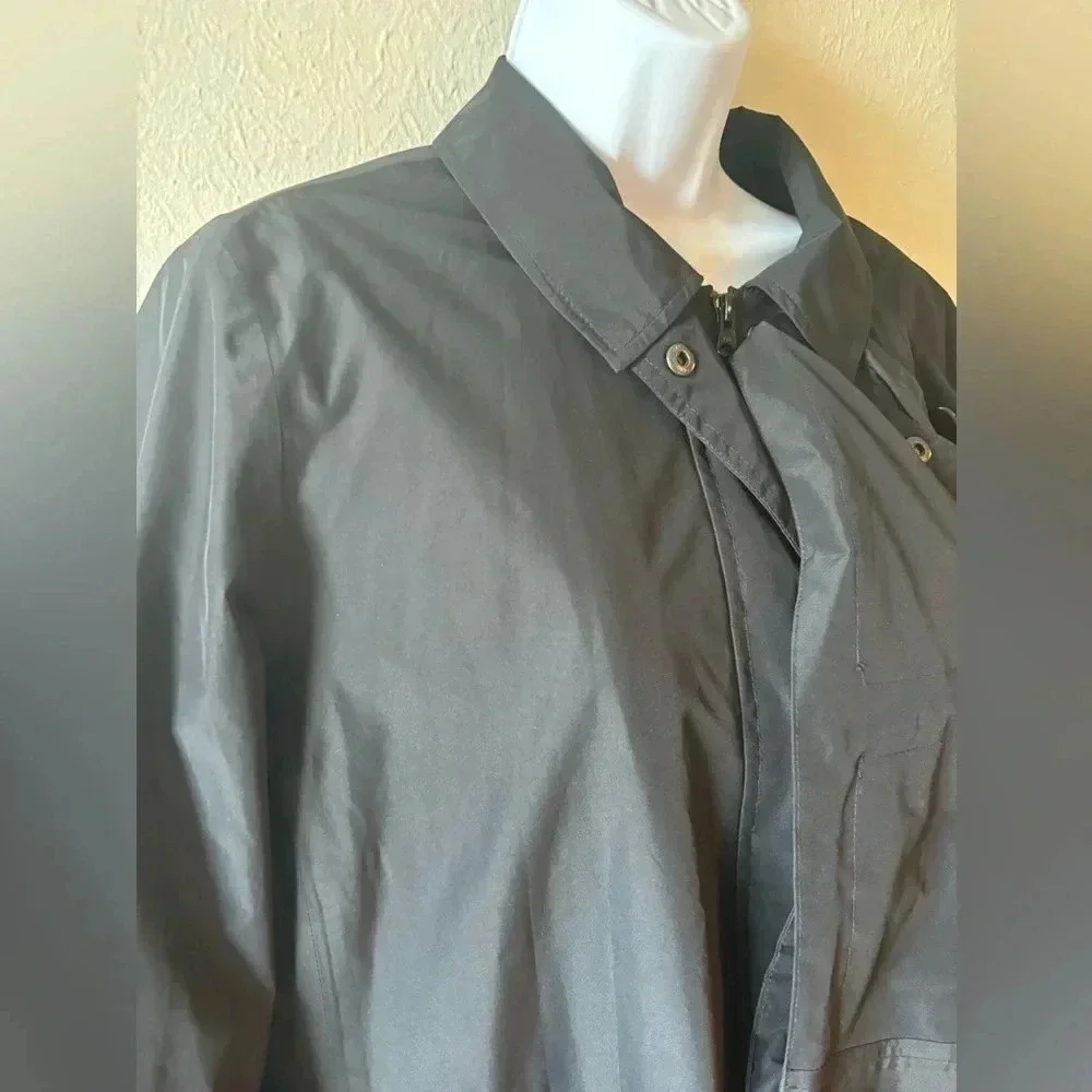 Lands' End Black Trench Coat - Picture 5 of 11